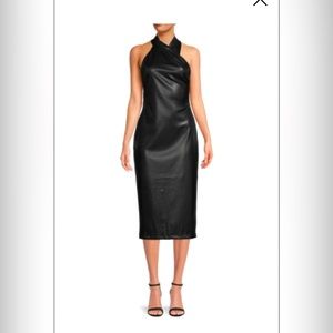 RACHEL RACHEL ROY Black Sleeveless Harland Faux Leather Midi Dress